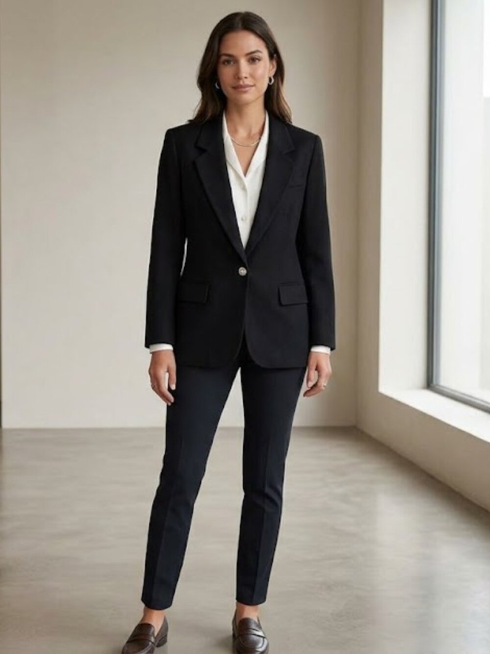 Vintage Alfred Dunner 100%   Wool Blazer Black Single-Button Jacket 10